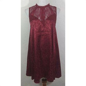 Lulus Small Dress Red Floral Lace Keyhole Slip On